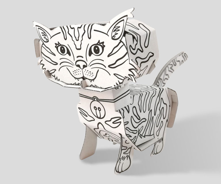 Kolorowanka 3D kotek